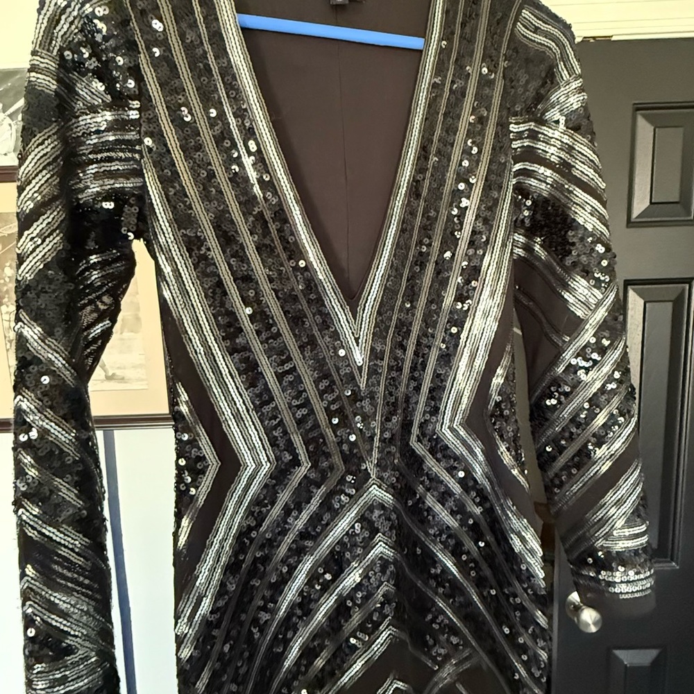 Black and Silver Sequin Dress